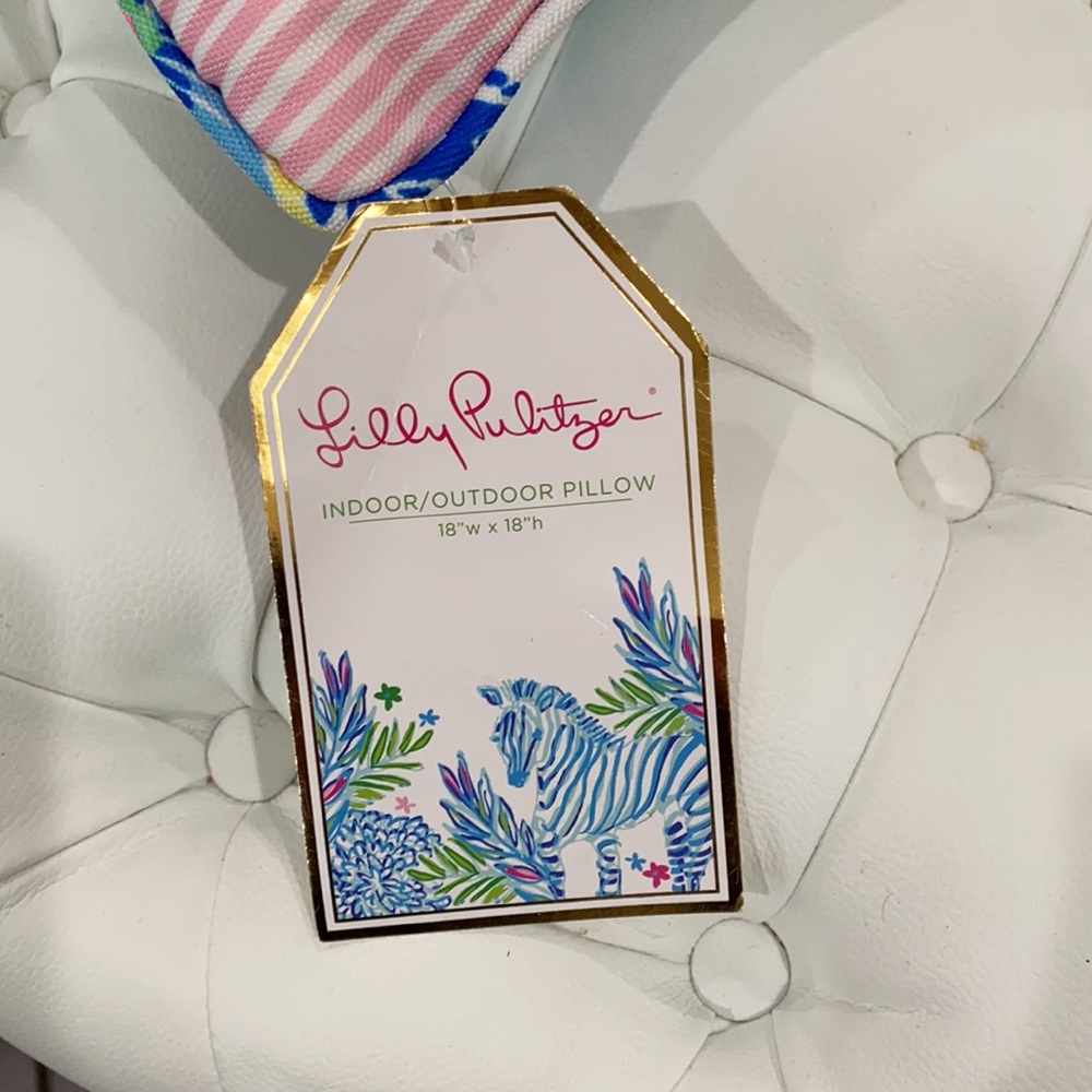 Lilly Pulitzer Pink Blue Cheek to Cheek Pillow - Picture 5 of 5